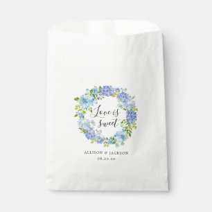 Blue Hydrangea Floral Treat Wedding Favor Bags