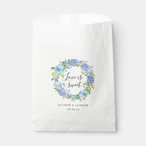 Blue Hydrangea Floral Treat Wedding Favor Bags