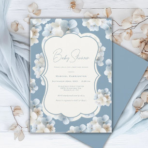 Blue Hydrangea Floral Vintage Baby Shower Invitation