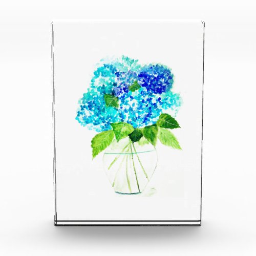 Blue Hydrangea floral watercolor elegant rustic Ac Acrylic Award