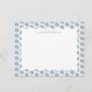 Blue Hydrangea Floral Wavy Border Note Card
