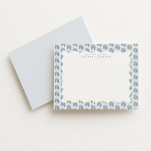 Blue Hydrangea Floral Wavy Border Note Card