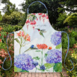 Blue Hydrangea Floral We Love You Mimi Hummingbird Apron<br><div class="desc">"Blue Hydrangea Floral We Love You Mimi Hummingbird." Elegant flowers picked from Audrey Jeanne's own gardens were exquisitely hand painted in watercolor over a loose, modern pale blue sky wash with a pair of hummingbirds and "We love you, Mimi." You can change easily the text to any nickname for your...</div>