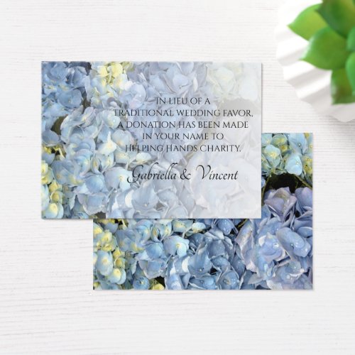 Blue Hydrangea Wedding Charity Favor Card Business Card Template