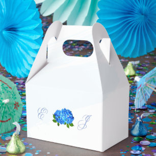 Blue Hydrangea Floral Wedding Favor Boxes