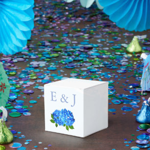 Blue Hydrangea Floral Wedding Favor Boxes