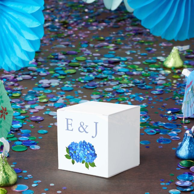 Blue Hydrangea Floral Wedding Favor Boxes (Party)