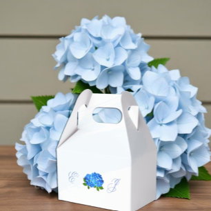 Blue Hydrangea Floral Wedding Favor Boxes