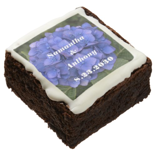Blue Hydrangea Floral Wedding Favors Brownie