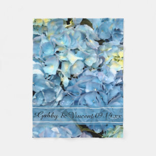 Blue Hydrangea Floral Wedding Fleece Blanket