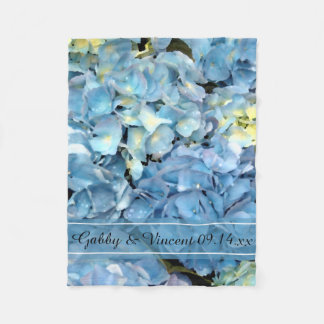 Blue Hydrangea Floral Wedding Fleece Blanket
