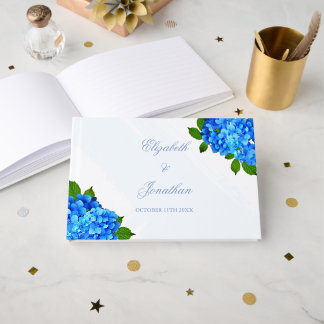 Blue Hydrangea Floral Wedding Guest Book