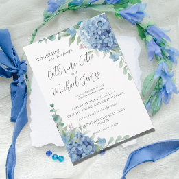 Blue Hydrangea Floral Wedding Invitation