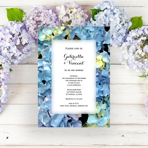 Blue Hydrangea Floral Wedding Invitation