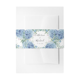 Blue Hydrangea Floral Wedding  Invitation Belly Band