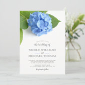 Blue Hydrangea Floral Wedding Invitations (Standing Front)