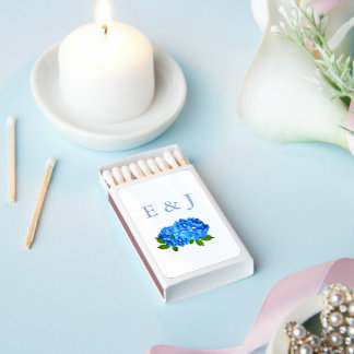 Blue Hydrangea Floral Wedding Matchboxes