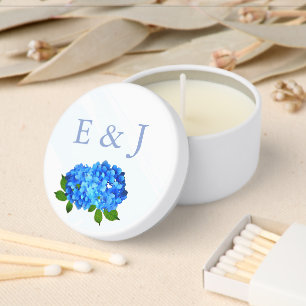 Blue Hydrangea Floral Wedding Mini Candle Favors