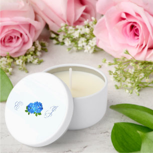 Blue Hydrangea Floral Wedding Mini Candle Favors