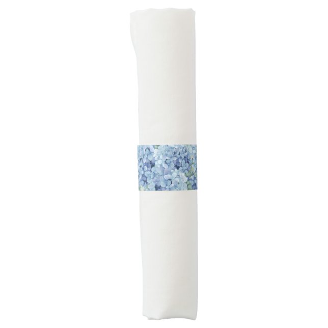 Blue Hydrangea Floral Wedding  Napkin Bands (Front)