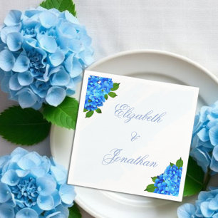 Blue Hydrangea Floral Wedding Napkins