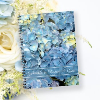 Blue Hydrangea Floral Wedding Notebook by loraseverson at Zazzle