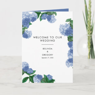 Blue Hydrangea Floral Wedding Order of Service Program