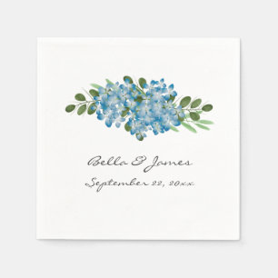 Blue Hydrangea Floral Wedding Paper Napkin
