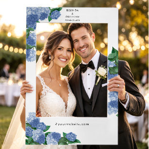 Blue Hydrangea Floral Wedding Photo Prop Selfie Frame