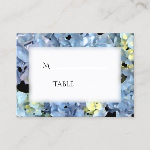 Customizable Blue Hydrangea Wedding Place Cards Business Card Templates
