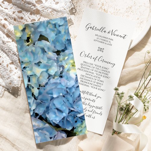 Blue Hydrangea Floral Wedding Program