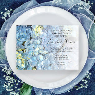 Blue Hydrangea Floral Wedding Rehearsal Dinner Invitation
