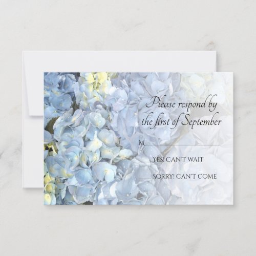 Blue Hydrangea Floral Wedding RSVP Response