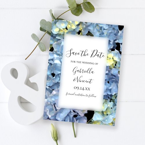 Blue Hydrangea Floral Wedding Save the Date
