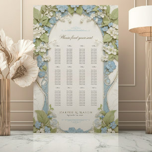 Blue Hydrangea Floral Wedding Seating Chart Foam Board