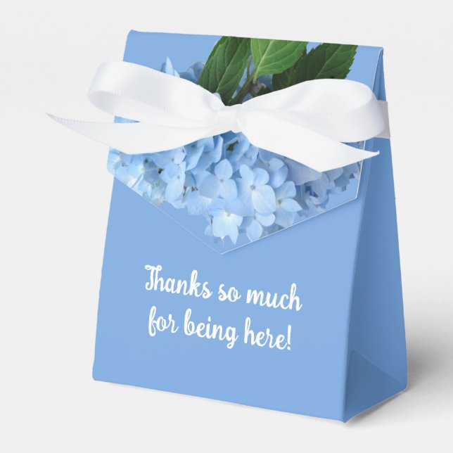 Blue Hydrangea Floral Wedding Shower Thank You Favor Boxes (Front Side)