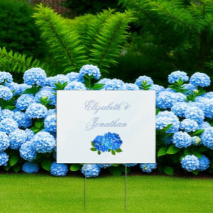 Blue Hydrangea Floral Wedding Sign