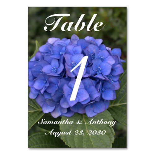 Blue Hydrangea Floral Wedding Table No Cards