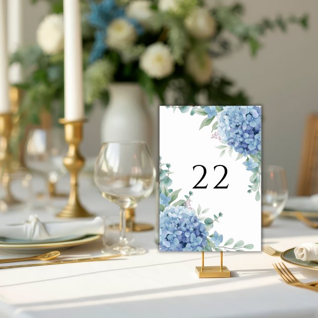Blue Hydrangea Floral Wedding  Table Number (Creator Uploaded)