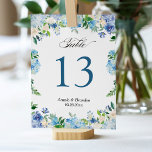 Blue Hydrangea Floral Wedding Table Number<br><div class="desc">Blue Hydrangea Floral Wedding Table Number Card. (1) Please customize this template one by one (e.g, from number 1 to xx) , and add each number card separately to your cart. (2) For further customization, please click the "customize further" link and use our design tool to modify this template. (3)...</div>