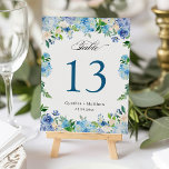 Blue Hydrangea Floral Wedding Table Number Card<br><div class="desc">Blue Hydrangea Floral Wedding Table Number Card. (1) Please customize this template one by one (e.g, from number 1 to xx) , and add each number card separately to your cart. (2) For further customization, please click the "customize further" link and use our design tool to modify this template. (3)...</div>