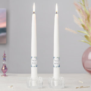 Blue Hydrangea Floral Wedding Taper Candle
