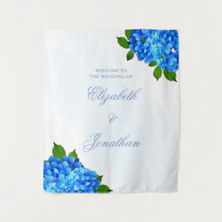 Blue Hydrangea Floral Wedding Tapestry