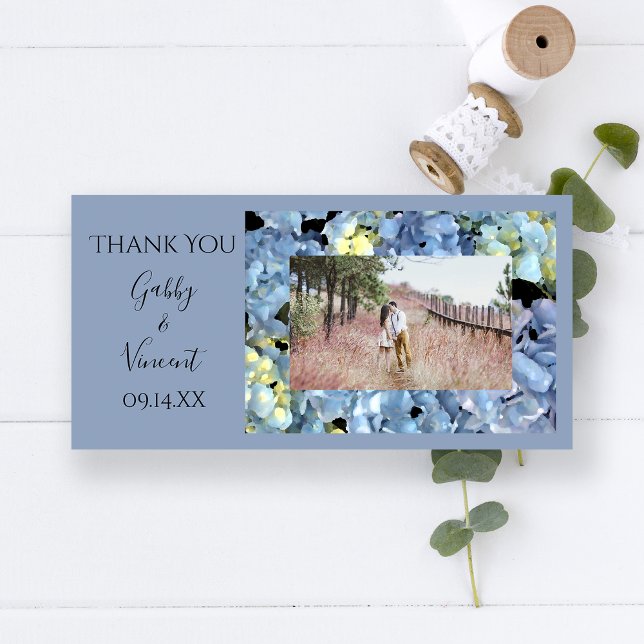 Blue Hydrangea Floral Wedding Thank You Card (Creator Uploaded)