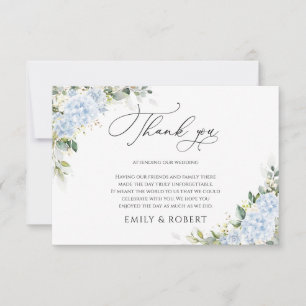 Blue Hydrangea Floral Wedding Thank You Cards