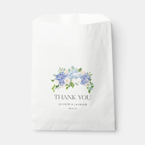 Blue Hydrangea Floral Wedding Thank You Favor Bags