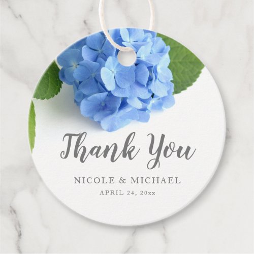 Blue Hydrangea Floral Wedding Thank You Favor Tags