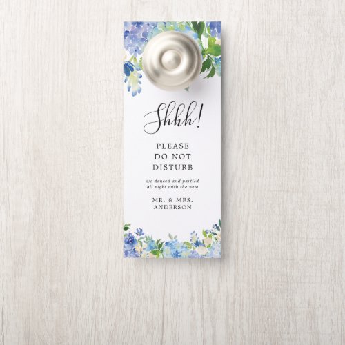 Blue Hydrangea Floral Wedding Welcome Door Hanger