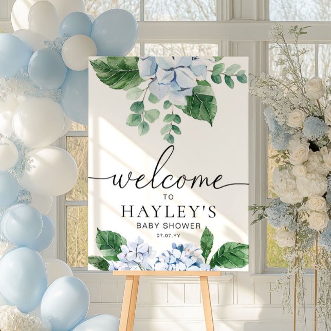Blue Hydrangea Floral Welcome Sign Foam Board (Creator Uploaded)