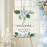 Blue Hydrangea Floral Welcome Sign Poster<br><div class="desc">This welcome sign features a soft blue hydrangea watercolor design with a modern calligraphy welcome heading. The script text heading is an image that cannot be edited. The heading image can be resized to fit any poster size. All of the other text is fully editable. For more advanced customization of...</div>